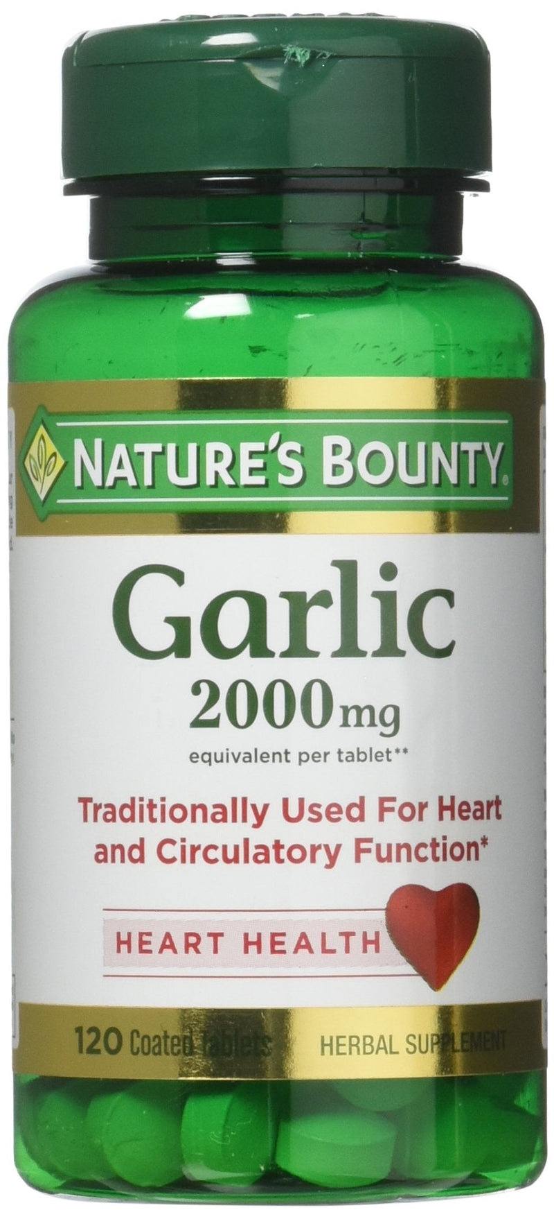 [Australia] - Nature's Bounty Garlic, 2000mg, 120 Coated Tablets (Pack of 2), 2 Bottles Each of 120 Tablets 