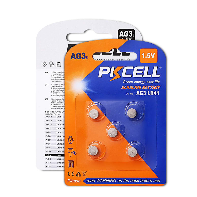 [Australia] - PKCELL AG3 1.5V Battery LR41 392 384 192 Button Alkaline Cell for Digital Thermometer- 5Count 