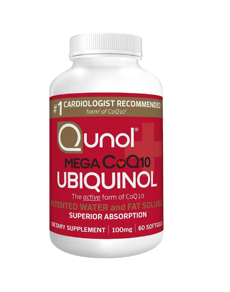 [Australia] - Qunol Mega Ubiquinol CoQ10 100mg, Superior Absorption, Patented Water and Fat Soluble Natural Supplement Form of C0Q10, Antioxidant for Heart Health, 60 Count (Pack of 1) Softgels 60 Softgels 