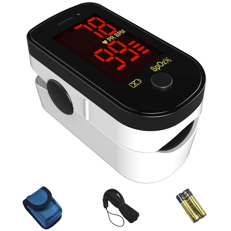 [Australia] - ChoiceMMed Black Finger Pulse Oximeter - Blood Oxygen Saturation Monitor Great as SPO2 Pulse Oximeter - Portable Oxygen Sensor with Included Batteries - O2 Saturation Monitor with Carry Pouch 