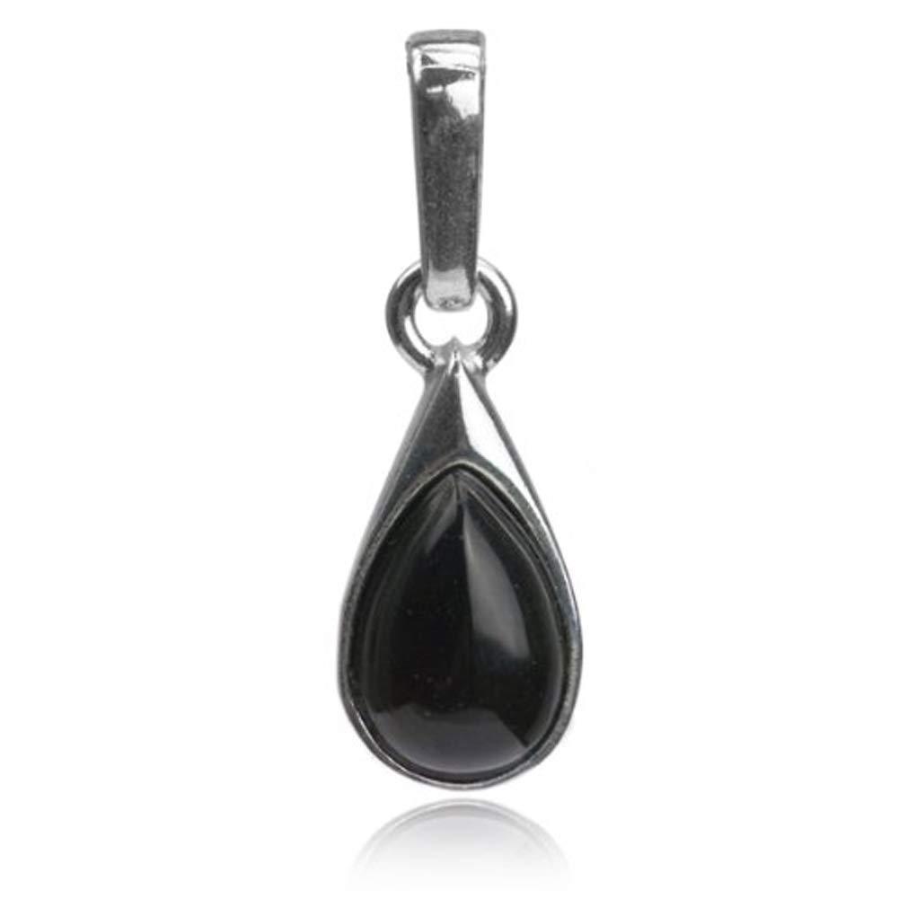 [Australia] - Amber by Graciana Sterling Silver Imitation Black Onyx Small Drop Pendant 