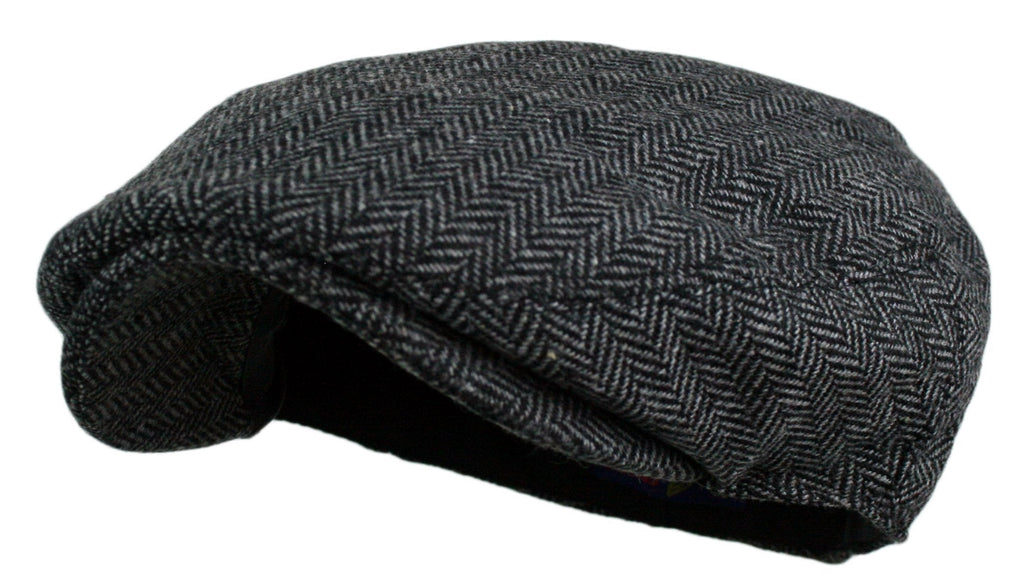 [Australia] - Wonderful Fashion Men's Classic Herringbone Tweed Wool Blend Newsboy Ivy Hat (Large/X-Large, Charcoal) Dark Grey Small-Medium 