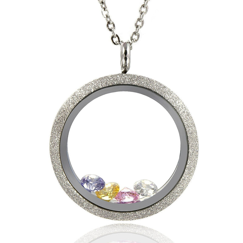 [Australia] - EVERLEAD Sparkle Floating Charms Locket Stainless Steel Screw Waterproof Pendant Necklace Including Chain and Birthstones 30.0 Millimeters 