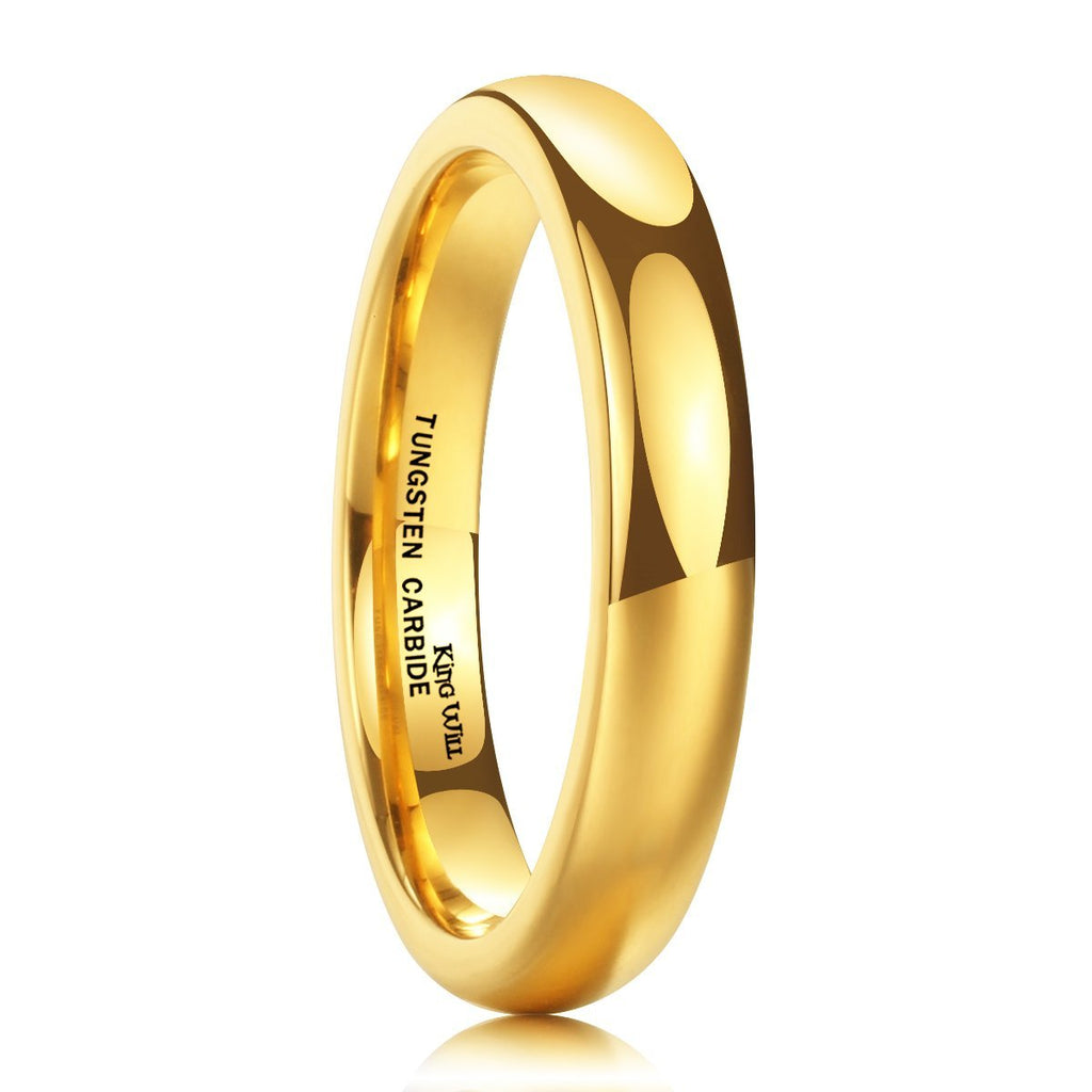 [Australia] - King Will Glory Men's 4mm 6mm 8mm Tungsten Carbide Ring 24k Gold Plated Domed Polished Finish Wedding Band 4 