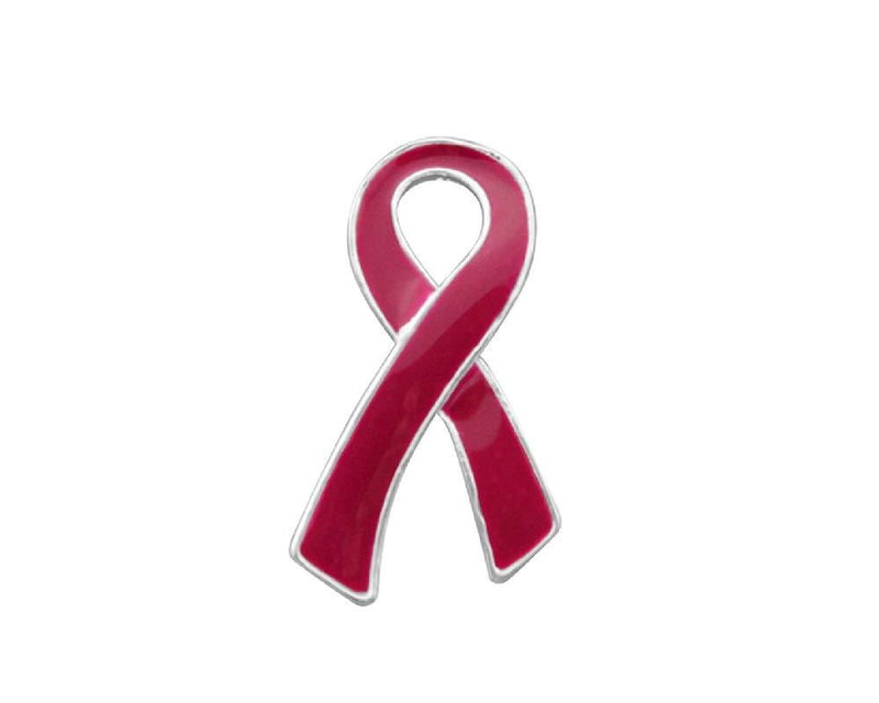 [Australia] - Fundraising For A Cause | Burgundy Large Flat Ribbon Shaped Pins – Burgundy Ribbon Pins for Sickle Cell Anemia, Myleoma Awareness, Meningitis and Hospice Awareness – Fundraising & Awareness 1 Piece 