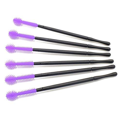 [Australia] - New 50PCS Disposable Silicone Eyelash Mascara Wands Brushes Cosmetic Eyelash Extension Applicators Professional Makeup Tool Set (Purple) 