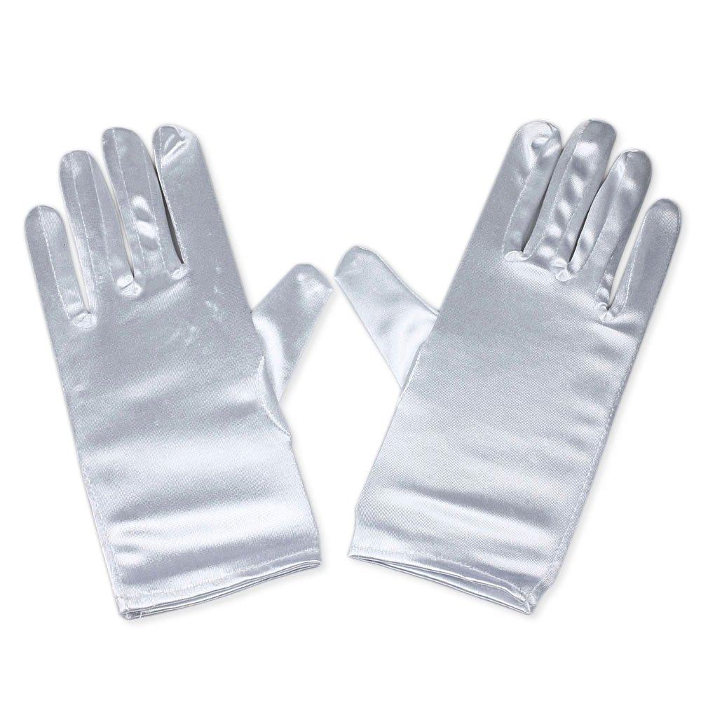 [Australia] - Silky Satin Gloves Wrist Length Adult Size For Ladies White 