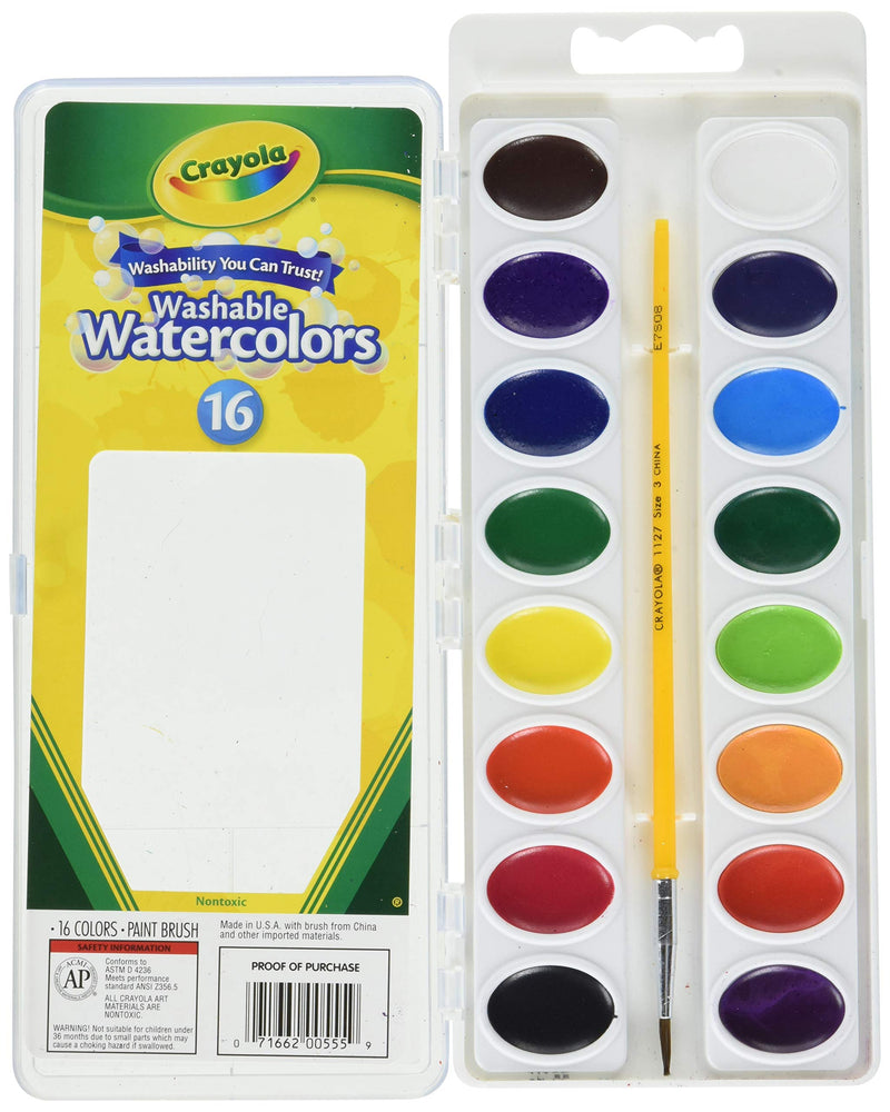 [Australia] - Crayola Washable Watercolors, 16 Count (Pack of 2) Total 32 Count 1 Count (Pack of 2) 