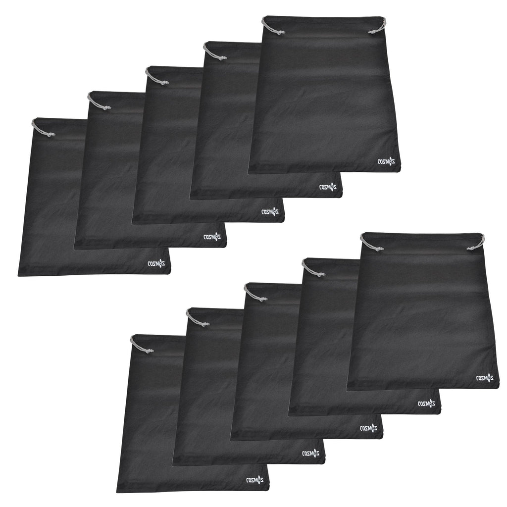 [Australia] - Cosmos 10 Pcs Unisex-Adult Black Color Non-Woven Drawstring Shoe Bags for Travel Carrying, 17-1/2 x 13-1/2 Inches 