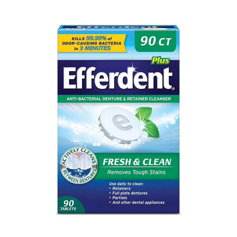 [Australia] - Efferdent Anti-Bacterial Denture Cleanser Tablets, Mint, 90 Count 90 Count (Pack of 1) 