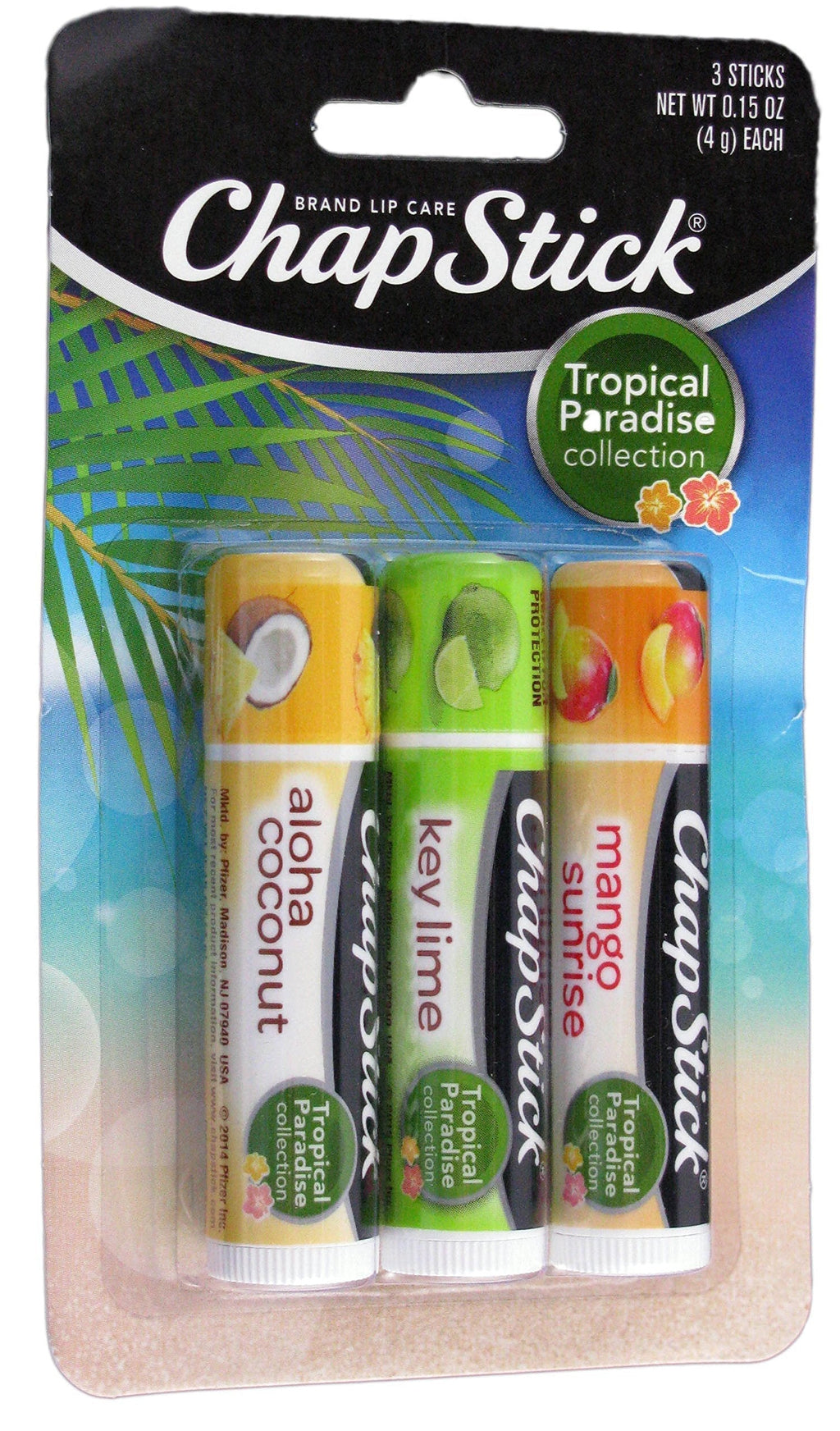 [Australia] - Chapstick Tropical Paradise Collection Lip Care Size .15 Ounce, 3 Sticks 