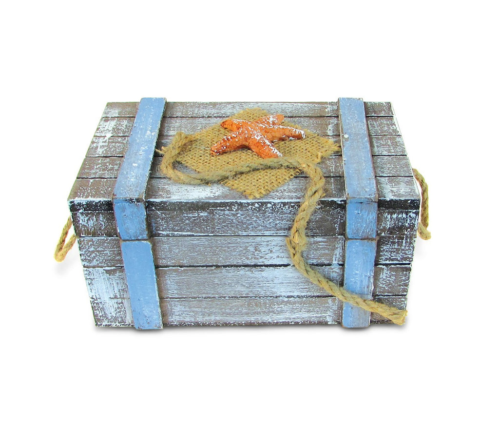 [Australia] - Puzzled Wooden Large Pacific with Orange Starfish Jewelry Box, Intricate & Meticulous Detailing Art Handcrafted Treasure Chest Trinket Accessory Storage Tabletop Accent Nautical Themed Home Décor 