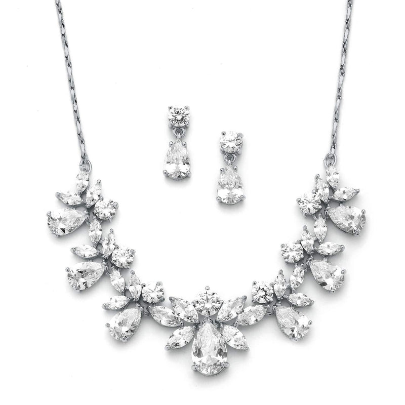 [Australia] - Mariell Multi-Shaped Pear and Marquise Cubic Zirconia Necklace Earring Wedding Jewelry Set for Brides 