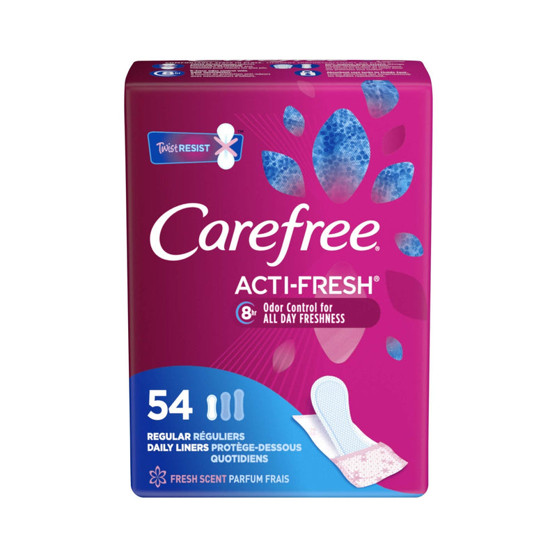[Australia] - Care Free Acti-Fresh Body Shaped Regular Pantiliners, Fresh Scented, 54 Count (Pack of 1) , Package may vary 