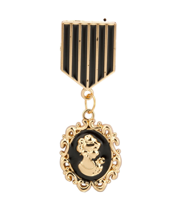 [Australia] - Knighthood Men's Queen Elizabeth Honorary Black & Gold Lapel Pin Brooch Badge Golden & Black 