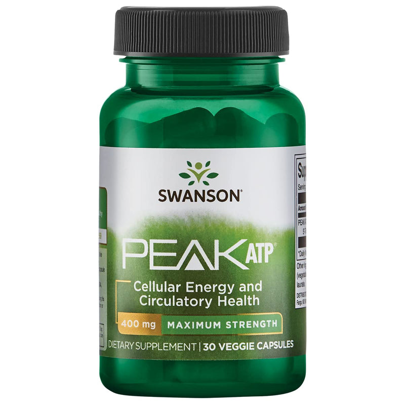 [Australia] - Swanson Maximum Strength Peak ATP-Natural Supplement Promoting Cellular Energy Support-Supports Physical Performance and Promotes Healthy Blood Flow Support-(30 Veggie Capsules, 400mg Each) 1 Pack 