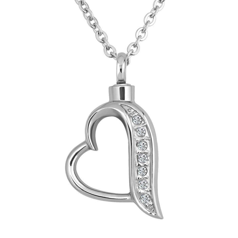 [Australia] - CharmSStory Clear White Synthetic Crystal Heart Urn Necklace for Ashes Cremation Memorial Keepsake Pendant Style 02 