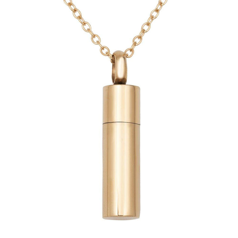 [Australia] - Charmed Craft Cremation Necklace URNs for Ashes Holder Memorial Keepsake Gold Plated Pendant Stainless Steel 