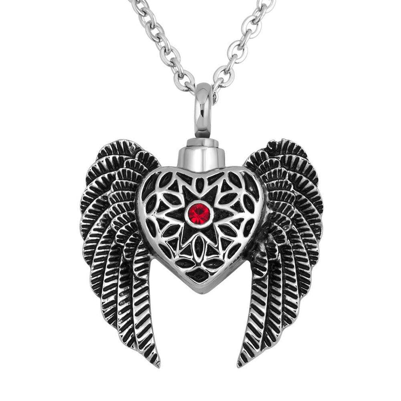 [Australia] - Charmed Craft Angel Wing Cremation Necklace URNs for Ashes Holder Memorial Keepsake Pendant Stainless Steel Angel Wing Urn-1 