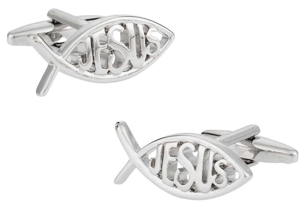 [Australia] - Cuff-Daddy Religious Christian Ichthus Jesus Fish Cufflinks with Presentation Box 