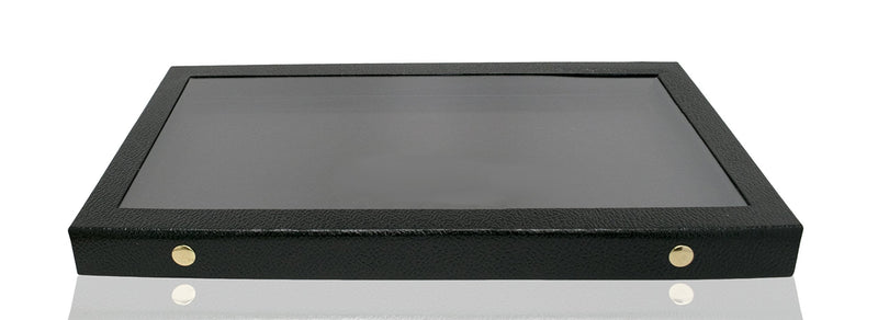 [Australia] - Novel Box Snap-Close Acrylic Lid Black Jewelry Display Case 14.75X8.25X1.15 + Custom NB Pouch Large (Buttons): 14.75X8.25X1.15 Black Acrylic Top 