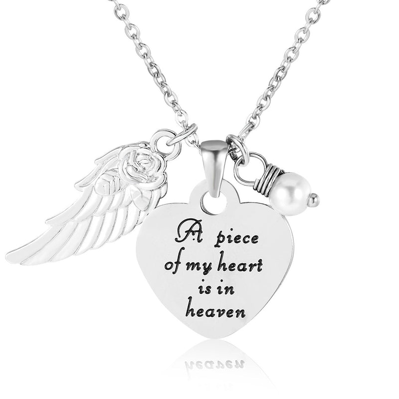 [Australia] - ELOI Memorial Necklace A Piece of My Heart is in Heaven Pendant Jewelry in Memory of Mom Dad Grandpa Baby Loss Memorial Gift 