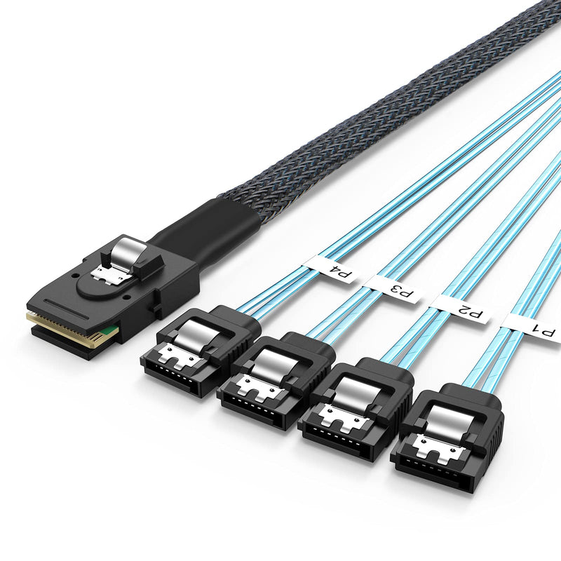 [Australia] - CableCreation Mini SAS 36Pin (SFF-8087) Male to 4 SATA 7Pin Female Cable, Mini SAS Host/Controller to 4 SATA Target/Backplane, 0.5M / 1.6FT 1.6 Feet 
