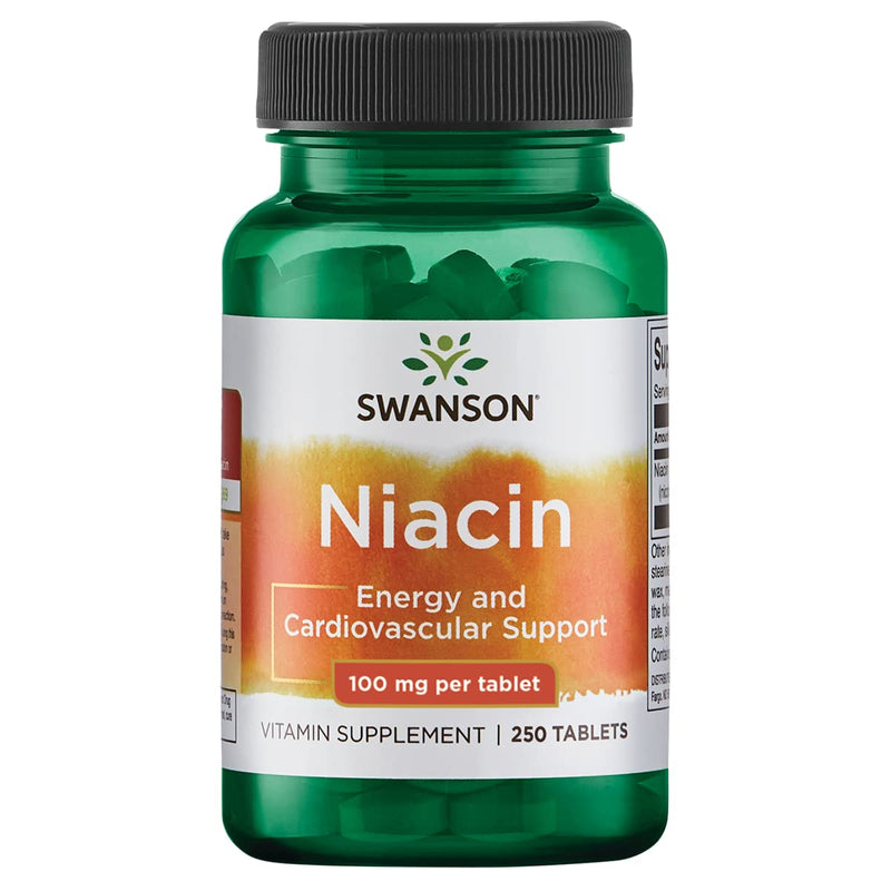 [Australia] - Swanson Niacin (Vitamin B3) - Vitamin Supplement Supporting Heart Health and Carbohydrate Metabolism - Promotes Natural Energy Production - (250 Tablets, 100mg NE Each) 1 