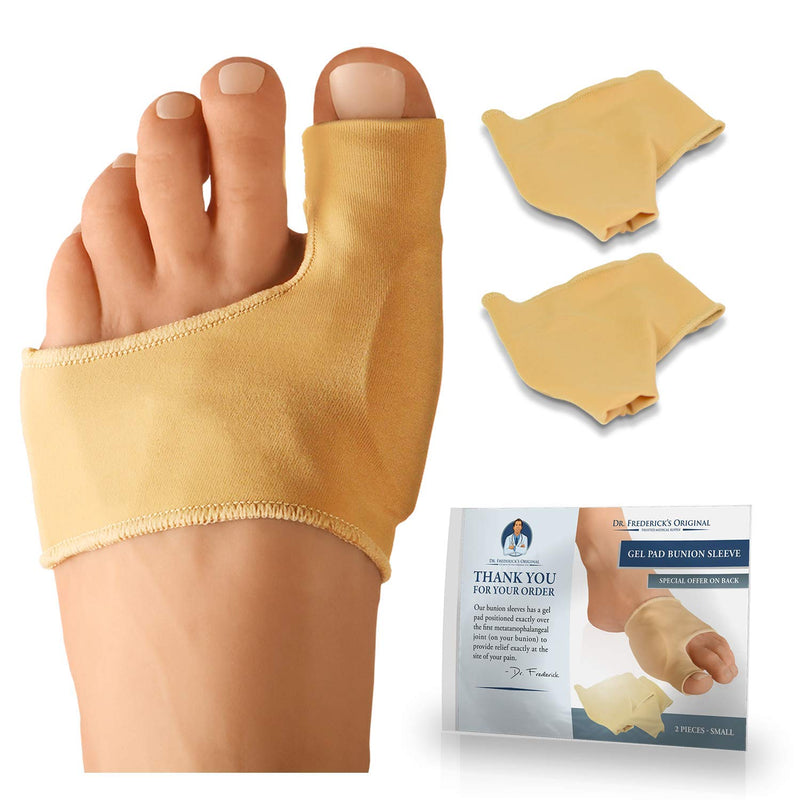 [Australia] - Dr. Frederick's Original Bunion Sleeves - 2 Pieces - Bootie Bunion Cushions - Gel Pad Bunion Relief Guard for Women & Men - Small - W5-6.5 | M4.5-6 Small (Pack of 2) 