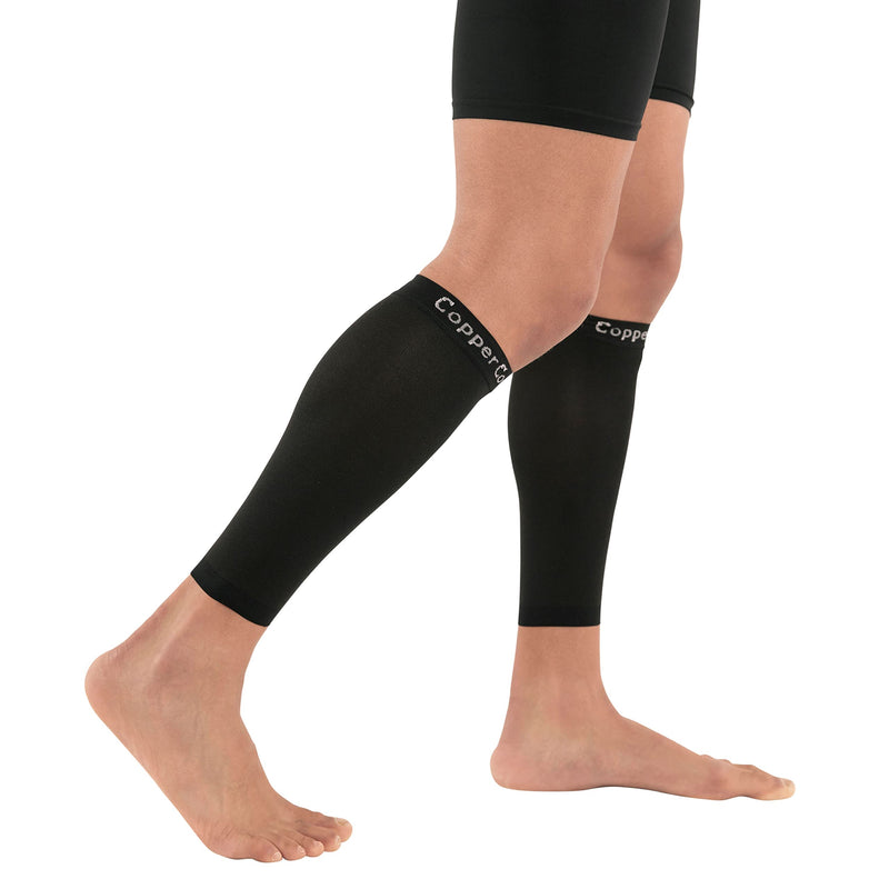 [Australia] - Copper Compression Calf Sleeves - Footless Compression Socks for Running, Cycling, & Fitness. Support and Relief from Shin Splints, Varicose Veins, Sore Muscles + Joints, Sprains, Strains (1 PAIR - M) Medium (1 Pair) 