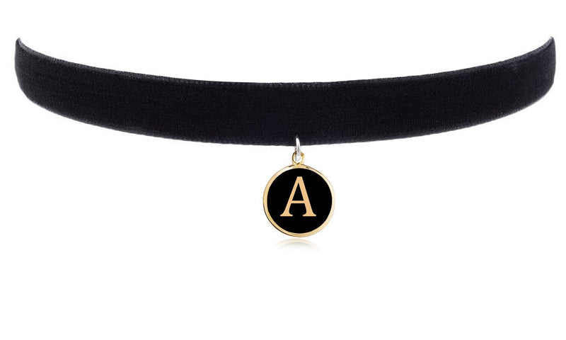 [Australia] - Black Velvet Choker,Cozlife Collars with Letter Pendant Necklace Chokers for Girls Women A 