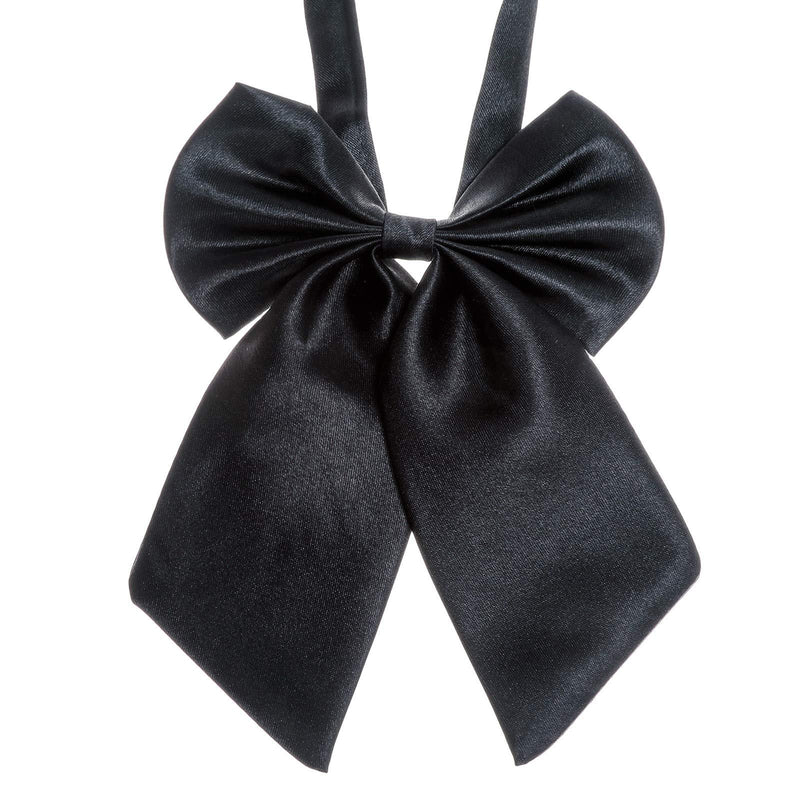 [Australia] - Ladies Adjustable Pre tied Bowtie - Solid Color Bow Ties for Women Black 