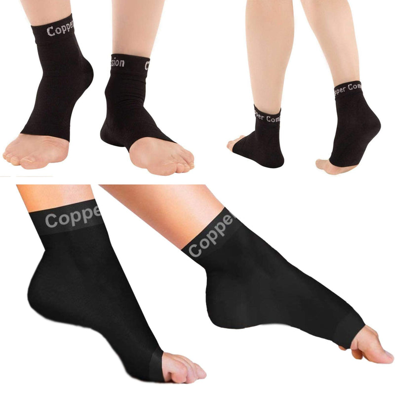 [Australia] - Copper Compression Recovery Foot Sleeves / Plantar Fasciitis Support Socks - GUARANTEED To Speed Up Recovery & Provide Relief Of Heel Spurs, Arch Pain, Foot Swelling & Ankle Injuries 1 PAIR, Medium Small/Medium (1 Pair) 