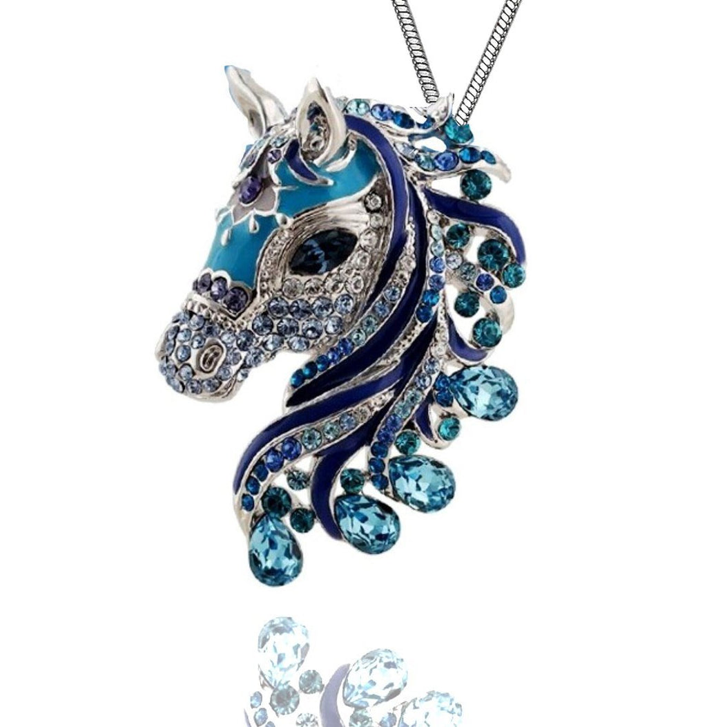 [Australia] - DianaL Boutique Horse Pendant Necklace 24" Chain Gift Boxed Fashion Jewelry 