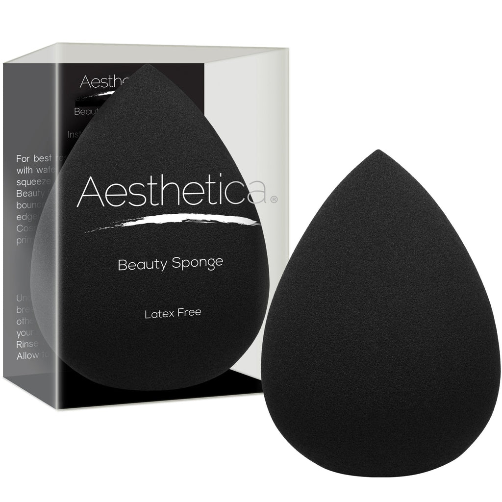 [Australia] - Aesthetica Cosmetics Beauty Sponge Blender - Latex Free and Vegan Makeup Sponge Blender - For Powder, Cream or Liquid Application - One Piece Make Up Sponge 