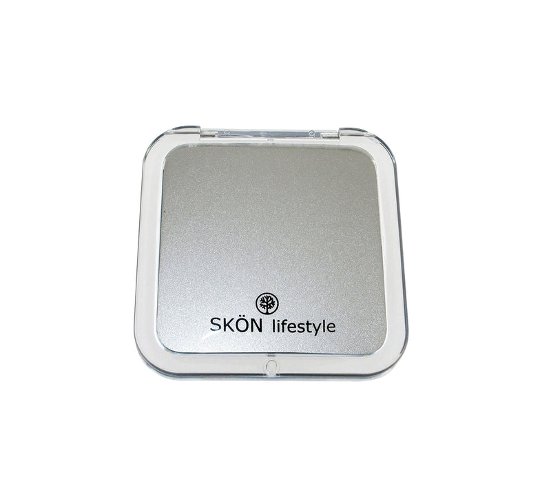 [Australia] - SKÖN lifestyle Missy 15X/1X Personal Compact Mirror - Powerful 15X magnification & traditional 1X mirror, Full 180 degree opening, Effortless magnetic closure and opening- Metallic Silver 