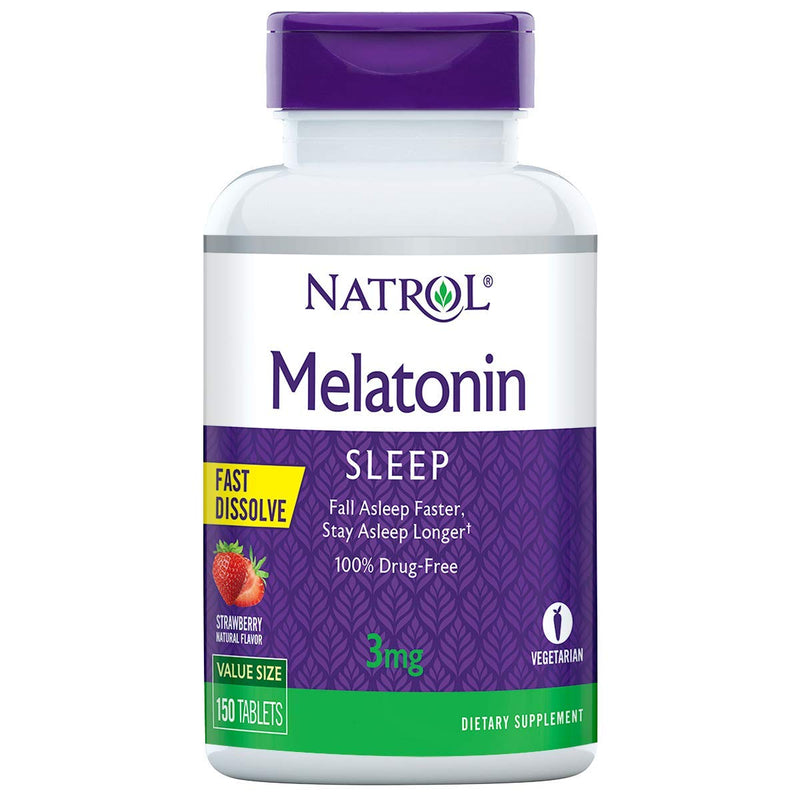 [Australia] - Natrol Melatonin Fast Dissolve Tablets, Helps You Fall Asleep Faster, Stay Asleep Longer, Easy to Take, Dissolves in Mouth, Strengthen Immune System, 3mg, 150 Count 150 Count (Pack of 1) 