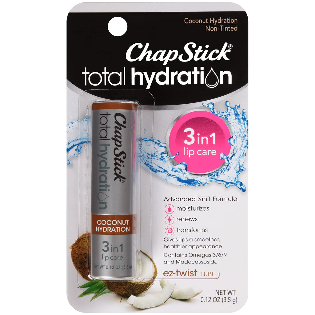 [Australia] - ChapStick Total Hydration Coconut Lip Balm Tube, Hydrating Coconut ChapStick for Lip Care - 0.12 Oz Coconut Hydration 