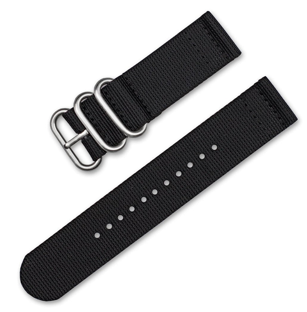 [Australia] - deBeer Military Ballistic Nylon 2-Piece Watch Band/Watch Strap - 11 Colors - (Sizes - 18mm, 20mm, 24mm) Black 