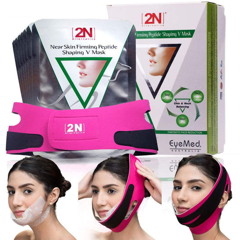 [Australia] - Face Firming Mask,7pcs Face Slimming Cheek Mask, Chin Lift up Anti Wrinkle Mask with Bandag Belt Help you Tightening Face Skin and Adding V Face Line 