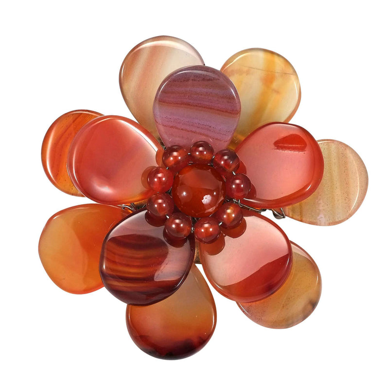 [Australia] - AeraVida Handmade Carnelian Azalea Beauty Floral Pin or Brooch 
