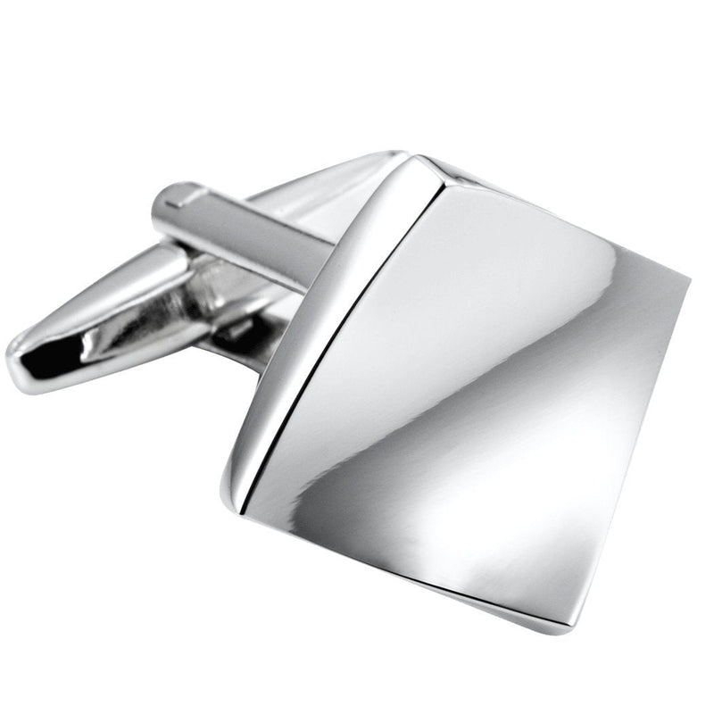 [Australia] - Unique Modern Art Bended Square Stainless Steel Men’s Cufflinks (Silver Color) 