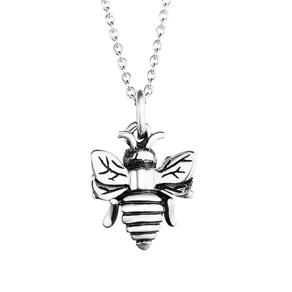 [Australia] - YFN Bee Necklace Sterling Silver Bumble Bee Queen Bee Bumblebee Honeycomb Pendant Necklace 