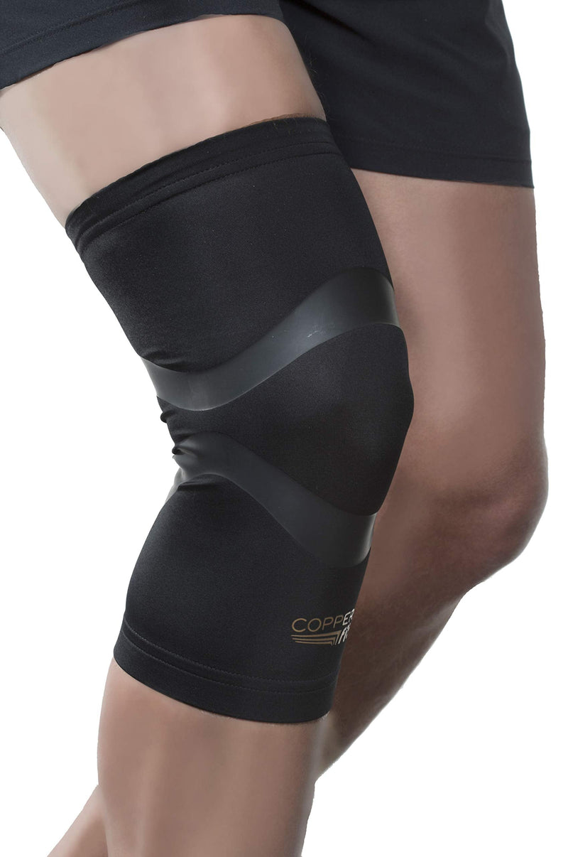 [Australia] - Copper Fit Pro Series Compression Knee Sleeve, Black with Copper Trim, Large, Packaging may Vary 