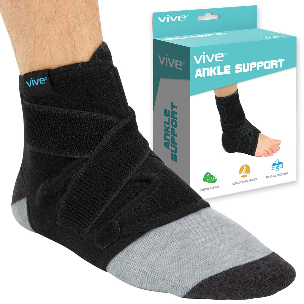 [Australia] - Vive Sprained Ankle Brace for Women, Men - Right or Left Compression Foot Immobilizer Support - Basketball, Volleyball Neoprene Stabilizer Wrap Protector - Tendonitis, Heel Spur, Running Feet Sprain 