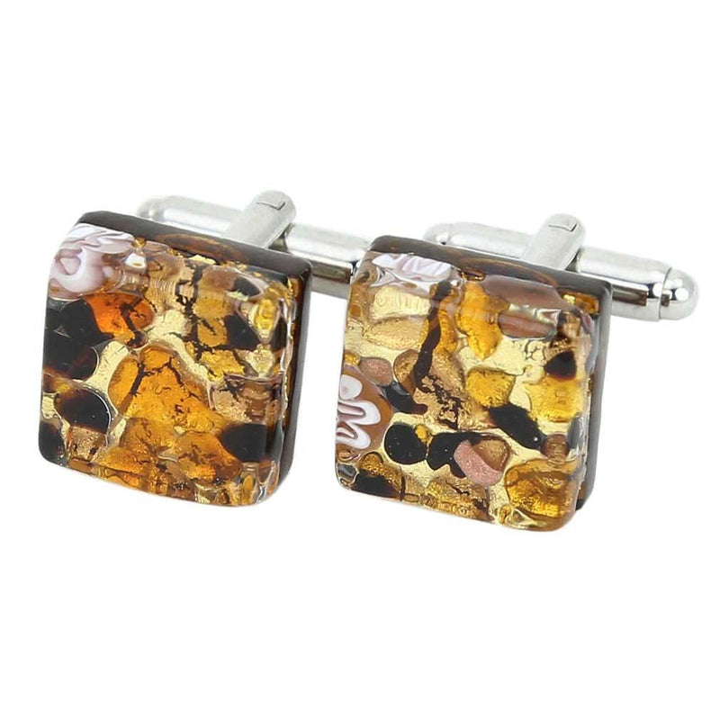 [Australia] - GlassOfVenice Murano Glass Venetian Classic Square Cufflinks - Topaz Gold 