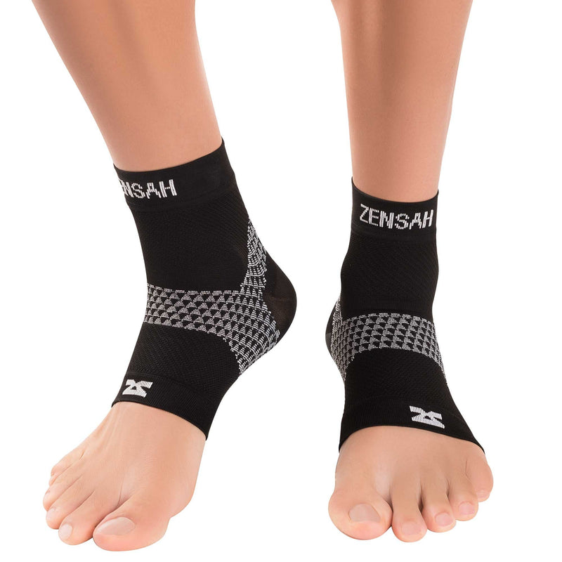 [Australia] - Zensah Plantar Fasciitis Sleeve - Relieve Heel Pain, Arch Support, Reduce Swelling - Compression Foot Sleeve, Plantar Fasciitis Sock Large 1 Pair - Black 
