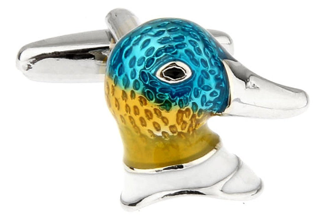 [Australia] - MRCUFF Duck Head Bird Pair Cufflinks in a Presentation Gift Box & Polishing Cloth 