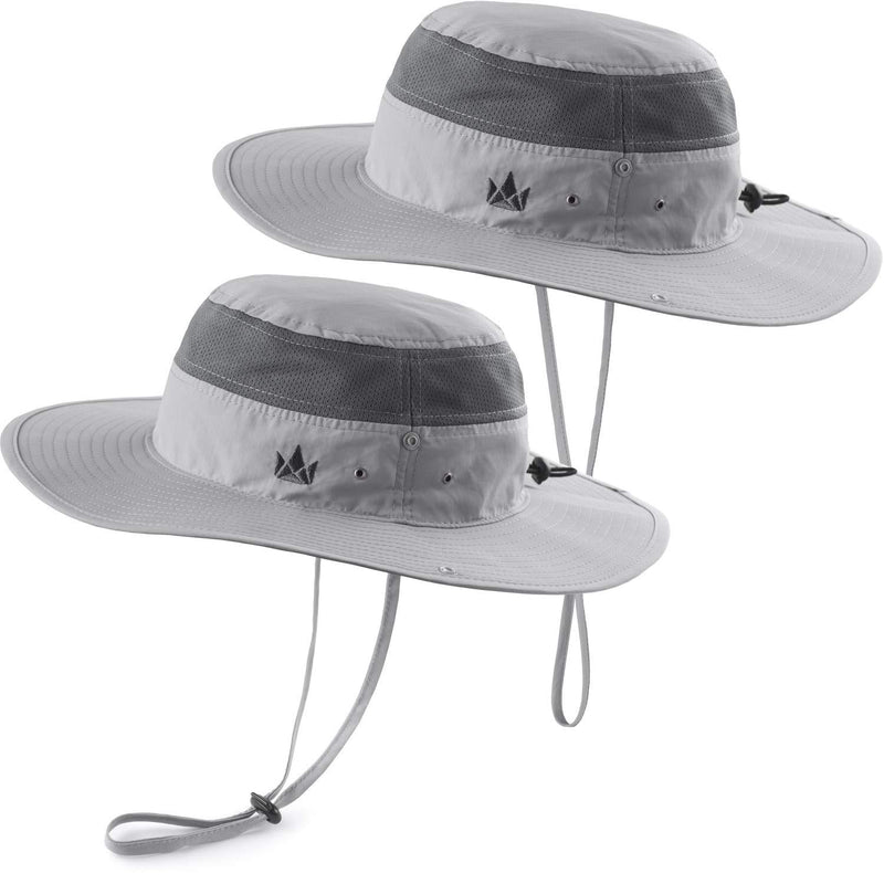 [Australia] - The Friendly Swede Sun Hat 2-Pack - Fishing Boonie Hat for Safari and Summer Light Grey 
