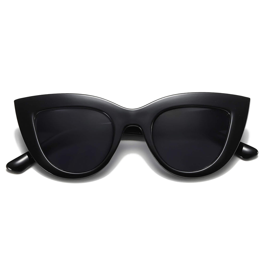 [Australia] - SOJOS Retro Vintage Cateye Sunglasses for Women Plastic Frame Mirrored Lens SJ2939 0c2 Black Frame/Grey Lens Multicoloured 